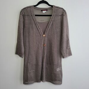 Vintage Simon Chand open knit holey two piece cardigan and tank set fairy grunge